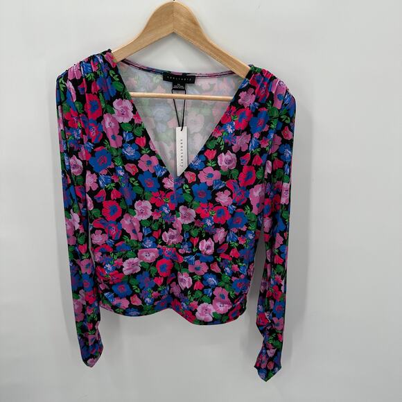 SANCTUARY NWT Floral V Neck Blouse // XL - Picture 4 of 12